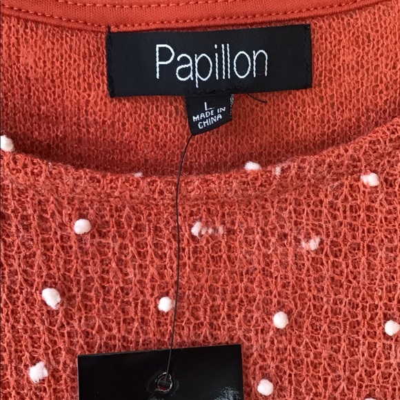 NEW Adorable Long sleeve top LARGE  Rust /white - Picture 2 of 8